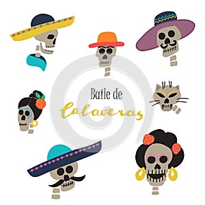 Dia De Los Muertos Day of the dead lettering. Illustration for poster,banner, card