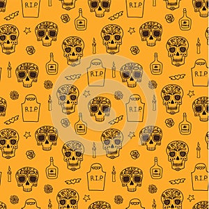 Dia de muertas seamless pattern, great design for any purposes. Vector eps10.