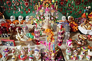 Dia de Muertos table sugar skulls photo