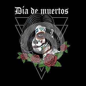 Dia de muertos woman vector illustration d photo