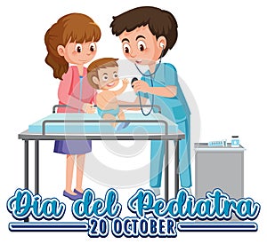 Dia del Pediatra text with cartoon character photo