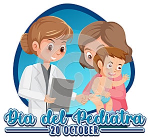 Dia del Pediatra text with cartoon character photo