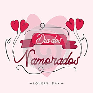 Dia dos Namorados June 12 Brazil Valentines Lovers Day hand drawn sketch drawing poster vector