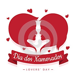 Dia dos Namorados June 12 Brazil Valentines Lovers Day heart poster girl boy silhouette vector