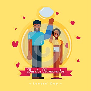 Dia dos Namorados Valentine`s Lovers Day couple marriage wedding ring proposal poster design vector