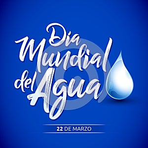 Dia mundial del Agua, 22 de Marzo, World Water Day, March 22 spanish text