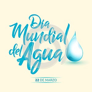 Dia mundial del Agua, 22 de Marzo, World Water Day, March 22 spanish text photo