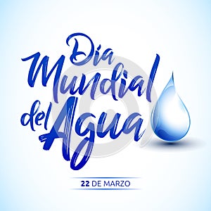 Dia mundial del Agua, 22 de Marzo, World Water Day, March 22 spanish text photo