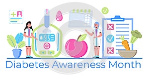 Diabetes Awareness Month on November in USA. American national health care event. Type 2 diabetes and insulin production concept