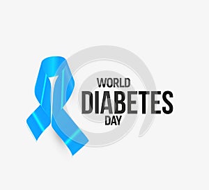 Diabetes awareness ribbon, blue vector symbol.