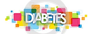 DIABETES banner on colorful squares background