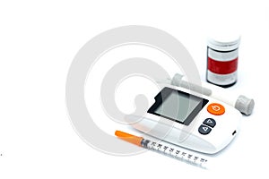 Diabetes blood glucose test with Syringe,Healthcare concept.