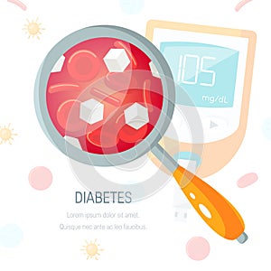 Diabetes concept in flat style, vector design