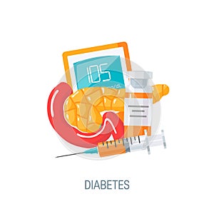 Diabetes concept in flat style, vector icon