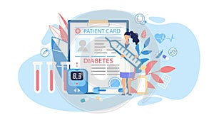 Diabetes Control Therapy Medical Cutout Cartoon