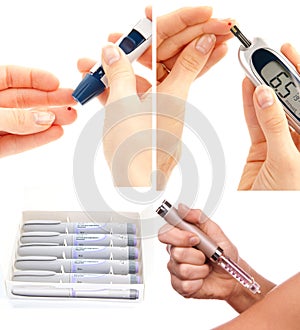 Diabetes diabetic concept collage with insulin