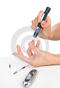 Diabetes diabetic concept finger for glucose sugar measuri