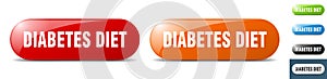 diabetes diet button. key. sign. push button set