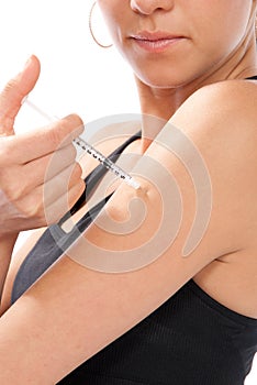 Diabetes or flue shot injection vaccination