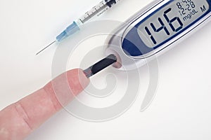 diabetes, glucometer with finger