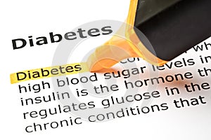 'Diabetes' highlighted in orange