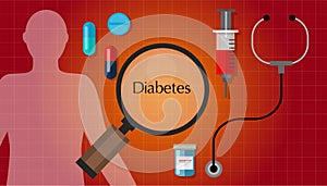 Diabetes mellitus diabetic diagnosis medication problem health icon