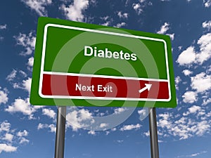 diabetes next exit traffic sign on blue sky