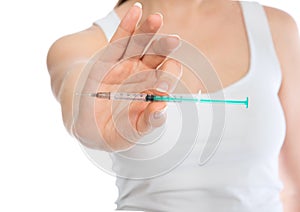 Diabetes patient show single use syringe pen injector