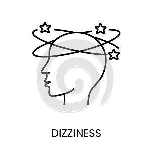 Diabetes symptom dizziness line vector icon with editable stroke