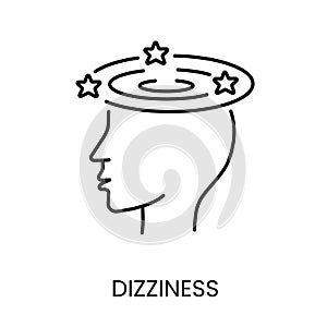 Diabetes symptom dizziness line vector icon with editable stroke