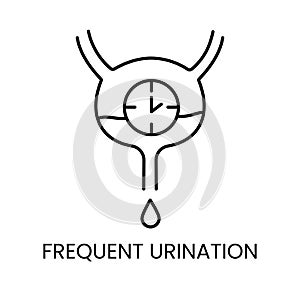 Diabetes symptom frequent urination line vector icon with editable stroke