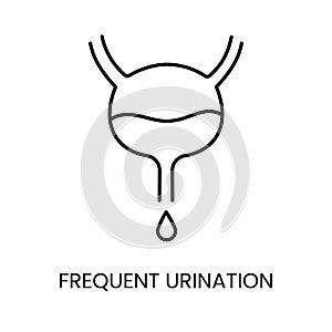 Diabetes symptom frequent urination line vector icon with editable stroke