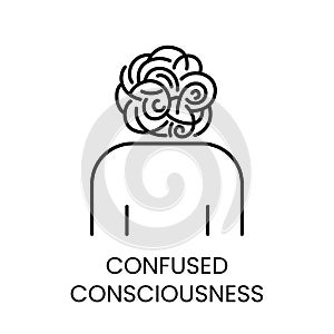 Diabetes Symptom Vague Consciousness Line Vector Icon with Editable Stroke