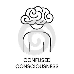 Diabetes Symptom Vague Consciousness Line Vector Icon with Editable Stroke photo