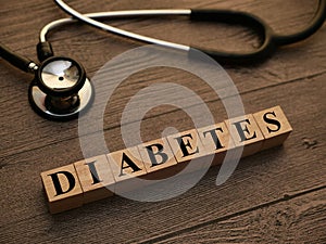 Diabetes, text words typography written with wooden letter, health and medical