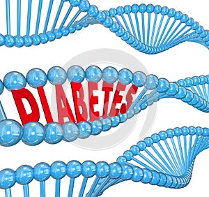 Diabetes Word DNA Strand Hereditary Blood Disease Biology