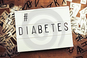 Diabetes word on Lightbox