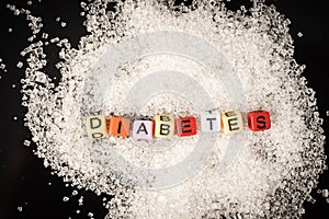 Diabetes wordings on top of sugar heap
