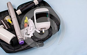 Diabetic kit. glucometer, insulin, lancing device