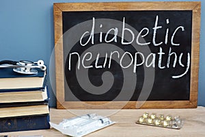 Diabetic neuropathy handwritten on a blackboard