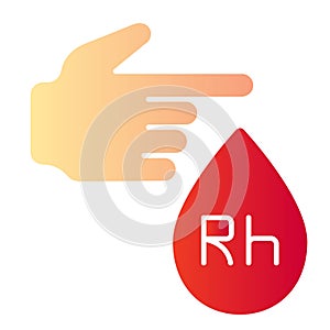 Diabetic test flat icon. Blood test color icons in trendy flat style. Blood drop and hand gradient style design