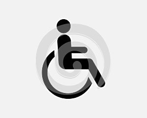 Diabled Person Icon Handicap Differently Abled People Wheelchair Black White Silhouette Sign Symbol Graphic Clipart Artwork Vector