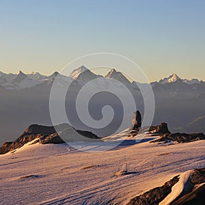 Diablerets Glacier and Quille Du Diable at sunrise.