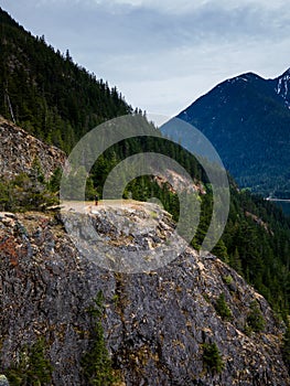 Diablo Lake mountain cliff at North Cascades National Park in Washington State during summer