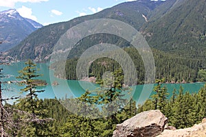 Diablo Lake and Mountain landscape view, North Cascades National Park, Washington state, USA