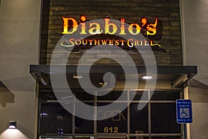 Diablos Southwest Grill entrance at night