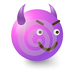 Diabolic smiley icon, cartoon style