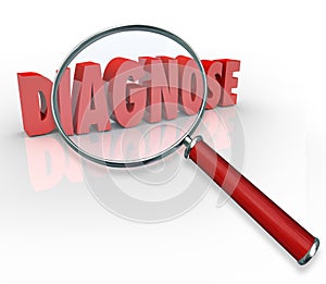 Diagnose 3D Word Magnifying Glass Finding Medical Help Information