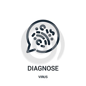 diagnose icon vector from virus collection. Thin line diagnose outline icon vector illustration