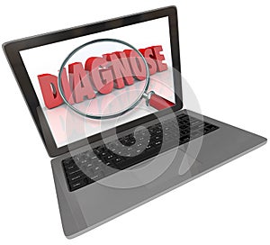 Diagnose Word Computer Laptop Screen Finding Medical Help Online photo